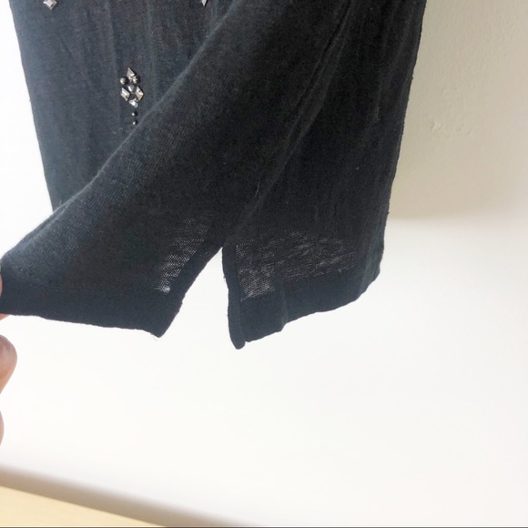 Madewell black linen T-shirt with decoration SZ M - Picture 7 of 7